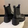 High-heeled Short Boots Women Spring and Fall Thick Bottom Thick Heel and Ankle Boots Chelsea Boots Bare Boots