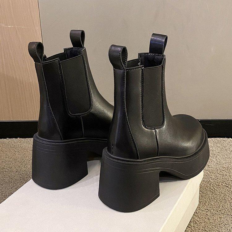 High-heeled Short Boots Women Spring and Fall Thick Bottom Thick Heel and Ankle Boots Chelsea Boots Bare Boots
