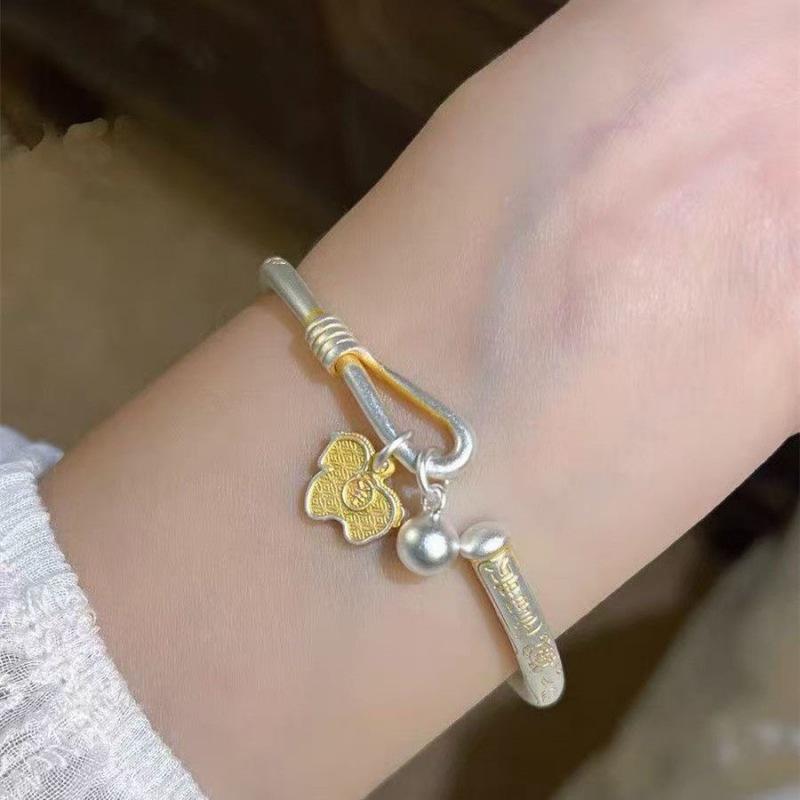 Lucky Little Horse Bronze Coin Peace Lock - Gold-Plated Sterling Silver Horse Bracelet for Women