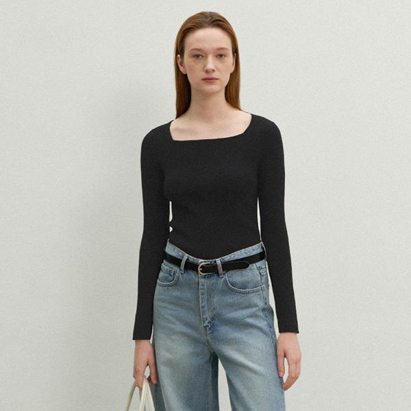 ATELIER NAIN Essential Square Neck Ribbed Knit(T-6758)