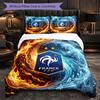 France Football Pattern 3 Pieces Bedding Set Soft Microfiber Duvet Cover with Pillow Cases for Bedroom