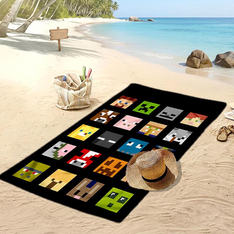 Pixel World Game Printed Quick Dry Beach Towel Super Absorbent Soft Lightweight Bath Towel for Pool Summer Travel