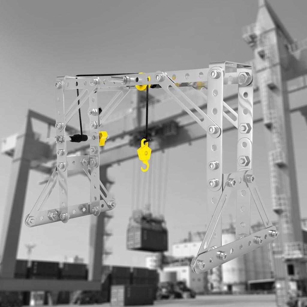 Металлические строительные игрушки, 273 детали, 3 в 1: Башенный кран и Козловой кран и Ветряная мельница, Набор металлических моделей, Конструкторы для мальчиков 8-12 лет, DIY Строительные STEM-проекты