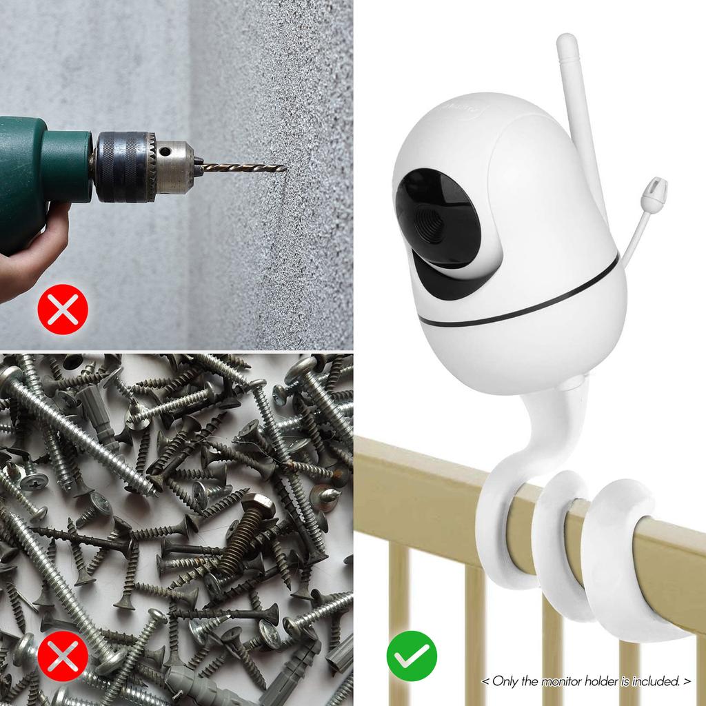 Универсальный держатель для радионяни. Универсальное поворотное крепление с винтом 1/4 дюйма для большинства мониторов в кроватках.