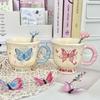 Birthday Gift for Girlfriends, Girl's Heart Butterfly Mug, High-value Ceramic Water Cup, Girl's Souvenir Gift Box.