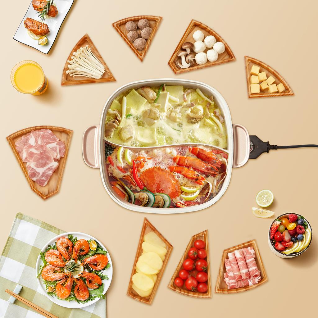 Puzzle Serving Tray with 8 Removable Compartment Wooden Divided Tray Food Platter for Fruit Dessert Nut Snacks