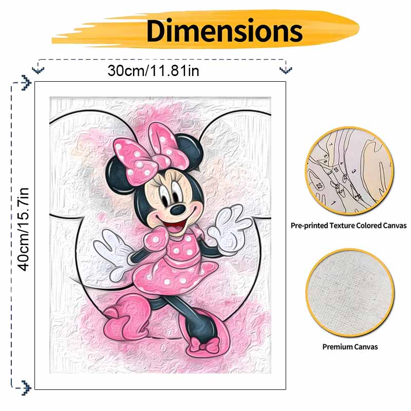 Disney Minnie Mouse Oil Paint Digital Painting Art Kit Handmade DIY Painting Kit Home Decor