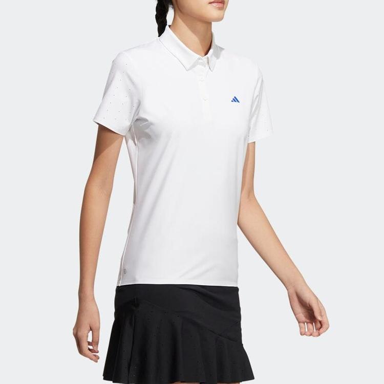 Adidas Solid Color Pullover Short Sleeve Polo Shirt Women Tops White HT0002