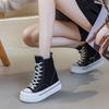 Platform Canvas Women's Shoes Spring 2025 New 13CM Invisible Inner Height Increase High-top Muffin Shoes Casual Versatile Tide