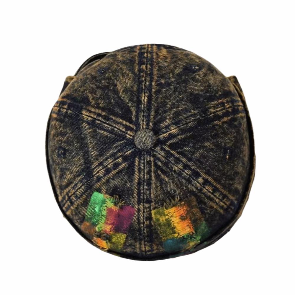 Cotton Polyester Blend Melon Skin Cap Distressed Denim Beanie New Docker Cap Daily