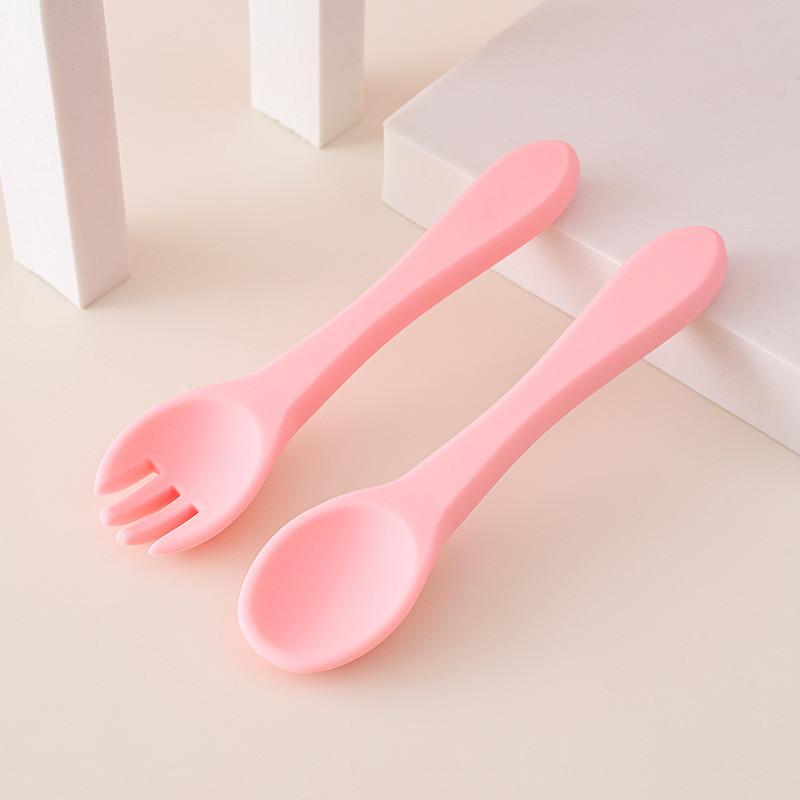 Детская деревянная ручка силиконовая вилка и ложка Главная Дополнительный набор деревянная ручка силиконовая вилка и ложка детская ложка для кормления устойчивая к падениям