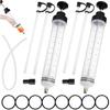 2-Pack 200CC Automotive Fluid Extractor Pump, Manual Oil Change Syringe with 50cm Rubber Hose, Manual Suction Vacuum Fuel Car Transfer for Power