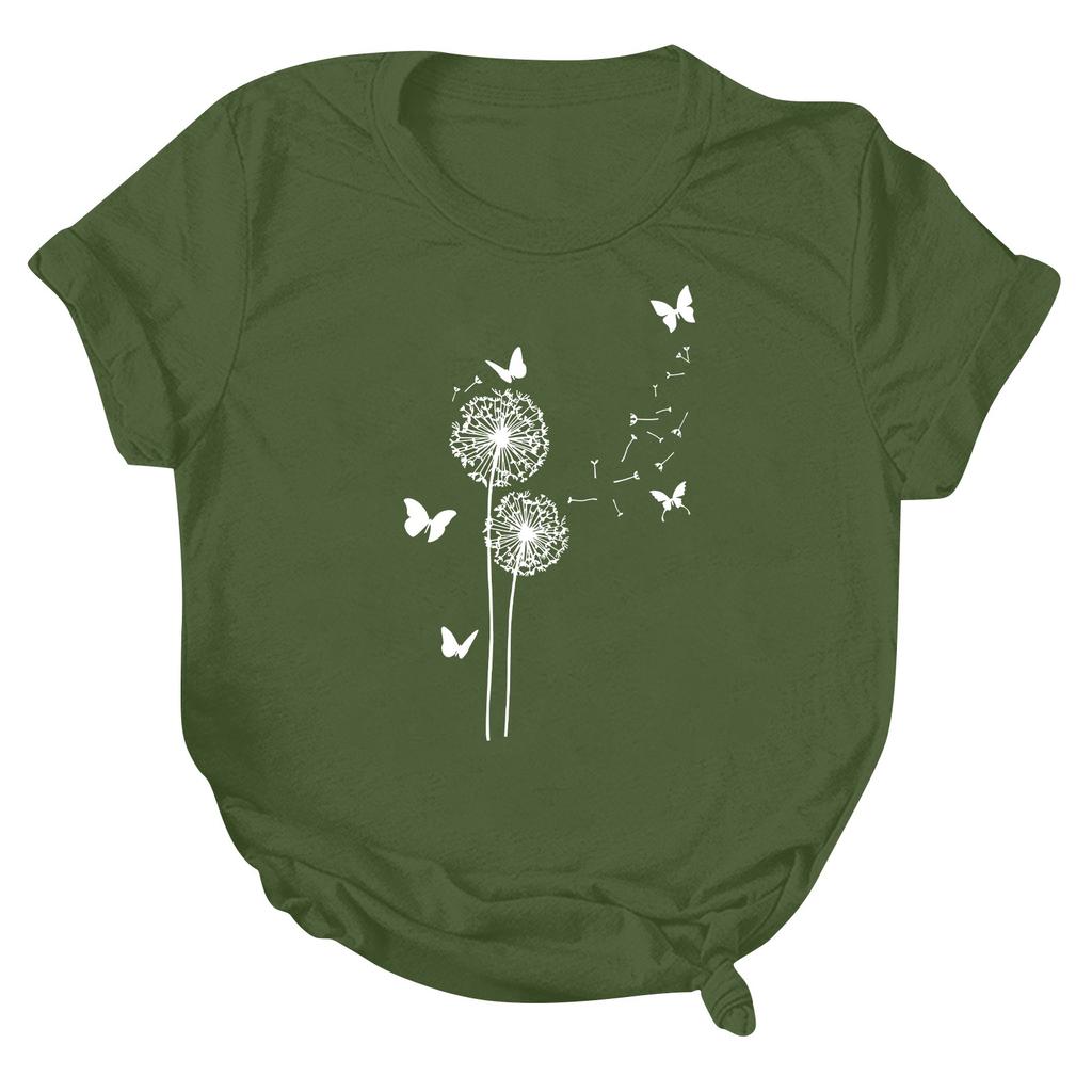 Женская модная повседневная летняя удобная блузка с круглым вырезом и коротким рукавом с принтом