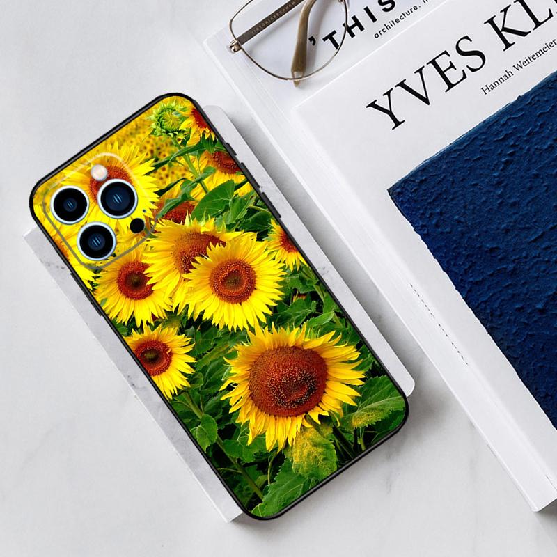 Sunflower Floral Case For iPhone 17 Air 15 14 11 16 Pro Max 13 12 Mini 15 16 Plus 16e Funda Silicone Cover