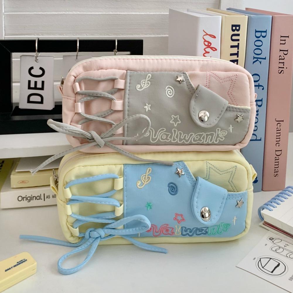 Large Capacity Korean Stationery Bag Desktop Storage Cartoon Pencil Bag Large Ins Pen Bag School
