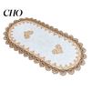 Flexible Texture Table Runner Oval Lace Runner, Vintage Doily, Retro Transparent Mesh Decor Floral Placemat for Coffee Dining