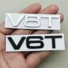 3D Metal Logo V6T V8T Letters Sticker Car Fender Side Badge Emblem For Audi A6 A7 A8 S4 S5 S6 SQ5 S RS Auto Styling Accessories