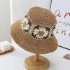 Ведро Интернет-знаменитость Плетеная Цветок Соломенная Шляпа Шляпа-ведро Женская Универсальная