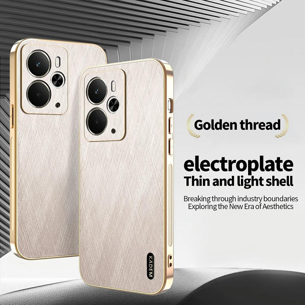 KADEM For Realme 14 5G Case Electroplating Silk Texture PU + TPU Phone Back Cover