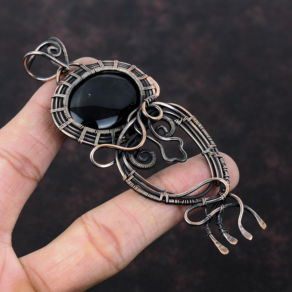 Подвеска из сугилита, подвеска из медной проволоки, ручная работа, приличный кулон, медные украшения, ювелирные изделия из проволоки, оригинальный кулон из драгоценного камня, подарок для нее