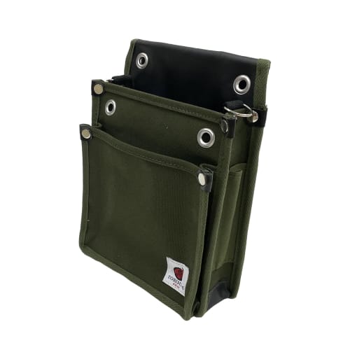 SK11 Canvas Two-Tier Tobi Waist Pouch (National Defense Model TSH-2D-DG) - Slim, Crush-Resistant Bellows Construction, Reinforced Bottom, and Inner Po