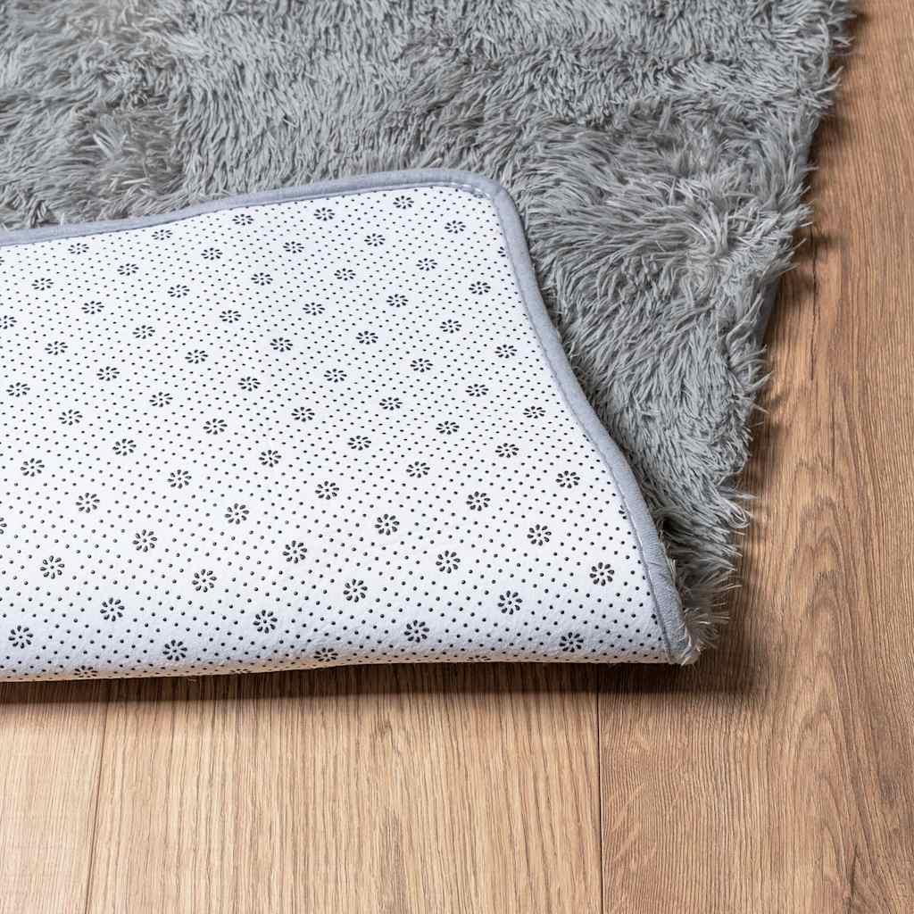 Shaggy High Pile Rug NAVARRA Light Grey 120 x 120 cm Polyester