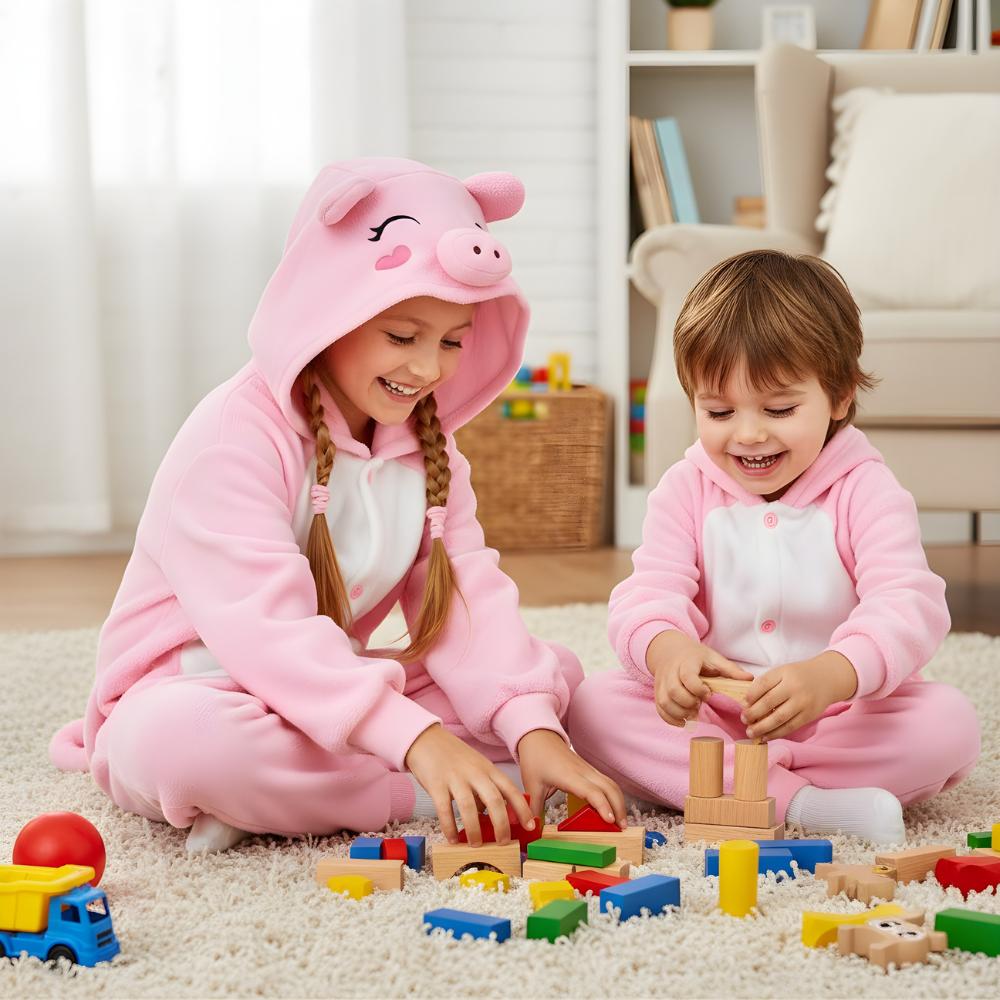 Piżama Onesie Kigurumi Kostium Przebranie Różowa Świnka Dzieci 95 - 105Cm