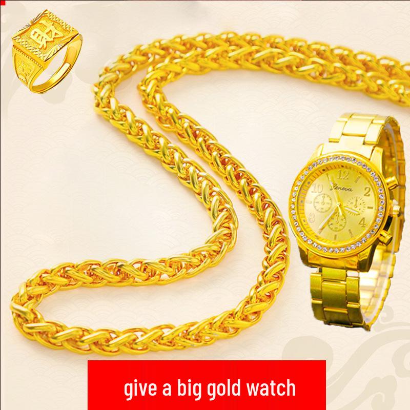 Вьетнамское мужское ожерелье с позолотой песочного цвета – Толстая, массивная, не тускнеющая свадебная цепочка