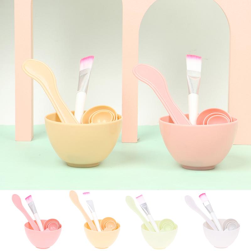 4Pcs Facial Brush Mask Bowl Spoon Set Mask Brush Bar Diy Beauty Tool Mixing Tool