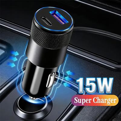 Быстрая зарядка 15 Вт, двойные порты PD USB-C, автомобильное зарядное устройство, адаптеры питания для автомобиля для iPhone 15 16, для Samsung S23 S24, автомобильное зарядное устройство
