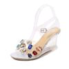 1098 Series 8cm Heel Wedge Crystal Transparent High Heels Glass Rhinestone Shoes Sandals for Women Summer LFD