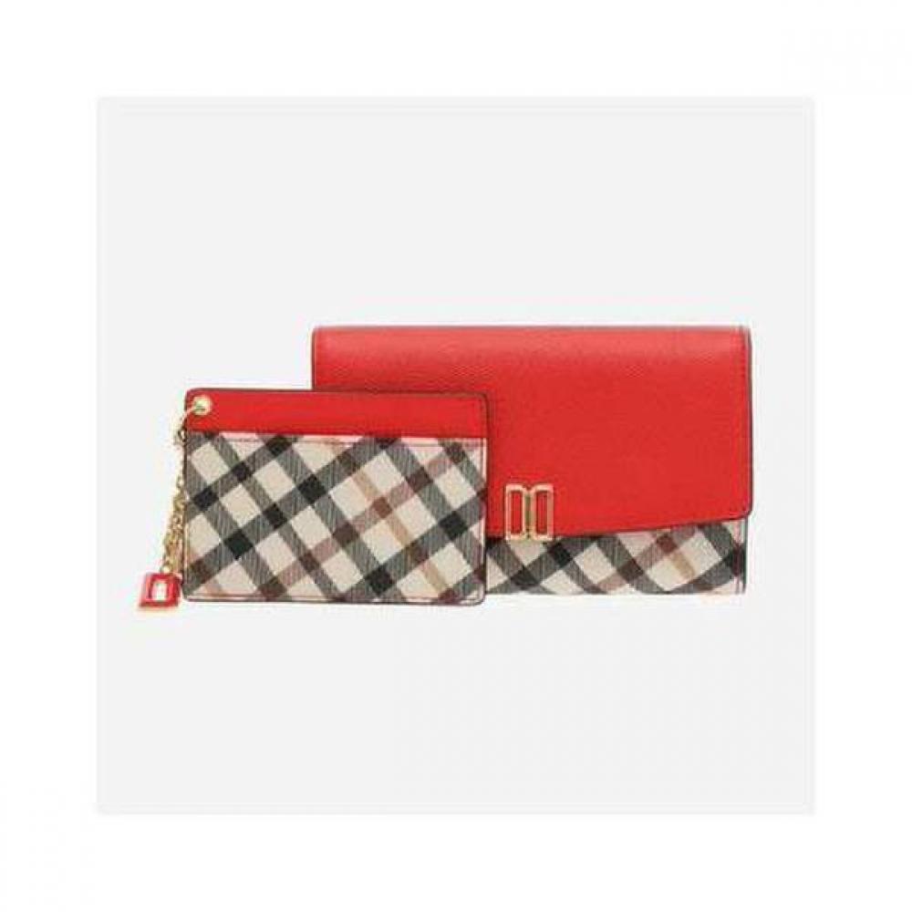 Daks Red Check Color Block 3 Fold Wallet Dcwa3e403r2