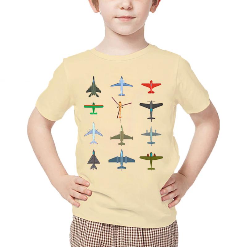 Летняя футболка с принтом «Самолеты» для мальчиков, футболка с рисунком «Самолеты», повседневные топы с коротким рукавом для девочек, детская футболка Harajuku в стиле 2010 года