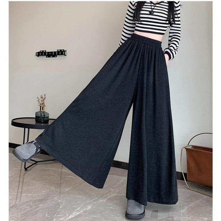 Модная юбка-трапеция с высокой талией, однотонная, широкая, с эффектом похудения, для осени/зимы