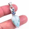 Natural Republic Larimar,Kyanite 925 Solid Sterling Silver Pendant 1.75'' W7g99