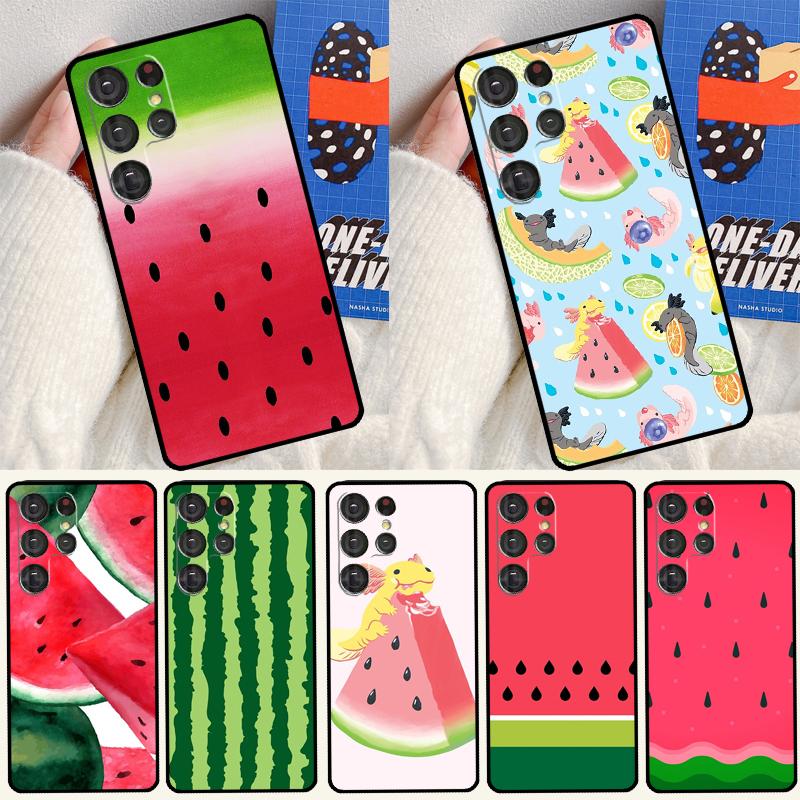 Cute Summer Fruit Watermelon Soft Case For Samsung Galaxy S24 Ultra S9 S10 S20 S22 S21 Plus S23 FE S25 Ultra Funda Cover