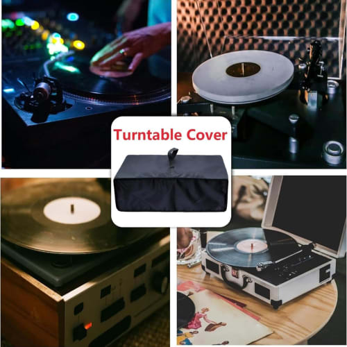 Turntable Dust Cover, Waterproof Turntable Dust Cover, Oxford Cloth Wide Fit Protector, Breathable Water-Resistant Material, Easy Slip-On Design, 48.0
