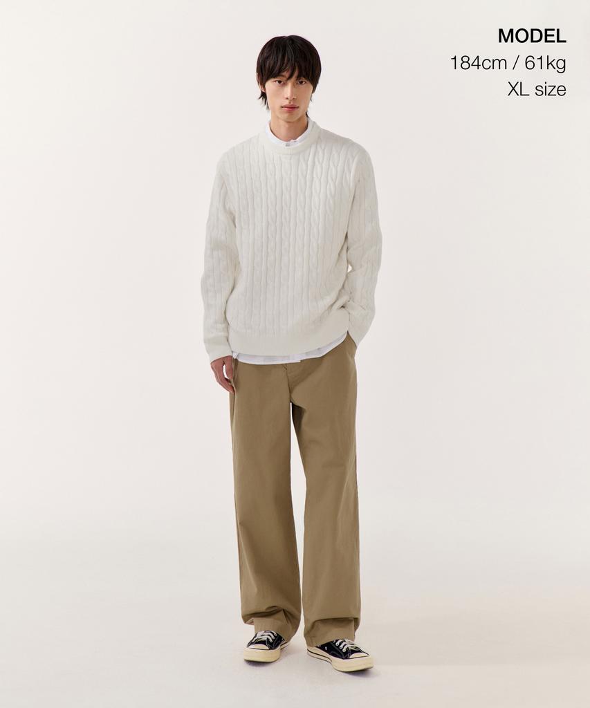 MUSINSA STANDARD Cotton Cable Crew Neck Knit [Ivory]