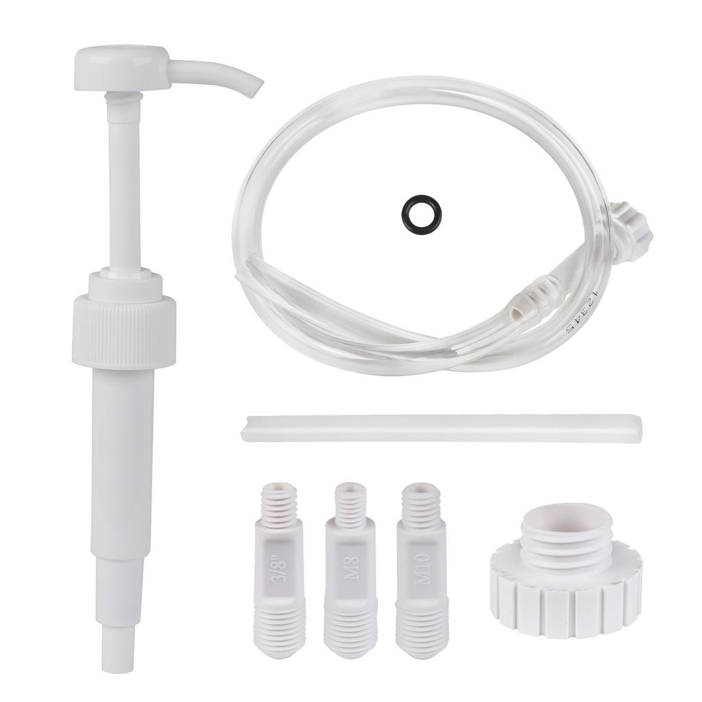White Gear Oil Pump with 28mm Quart 38mm Gallon Bottle Cap and 3 Engine Adapters 8mm 10mm 3/8" For Outboard Sterndrive Motors