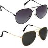 Dervin Aviator Men's and Women's Sunglasses Combo (Black) - Pack of 2