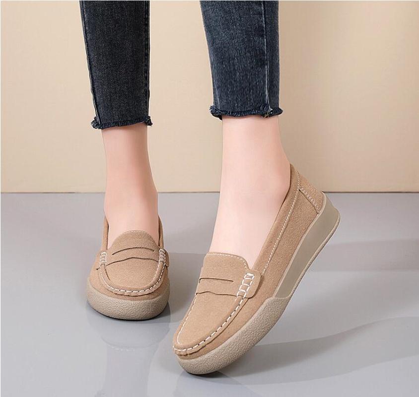 Новые женские лоферы удобные и легкие. Женская весенне-осенняя повседневная кожаная обувь, балетки, большой размер