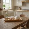 Bamboo Serving Tray with Handles Stackable Design Nesting Bamboo Trays Kitchenware for Dining Room
