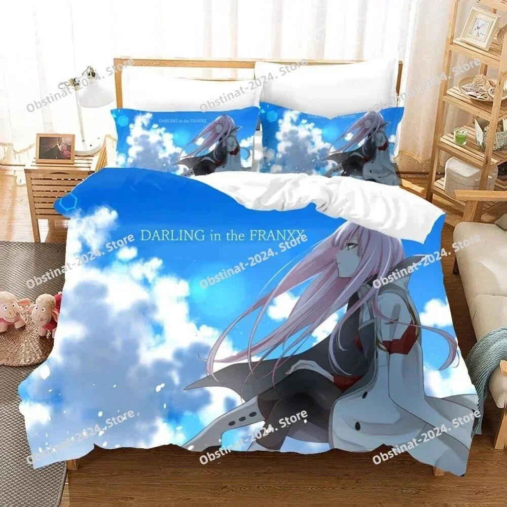 Аниме Darling in the Franxx 02 Ноль Два Комплект постельного белья Принт одинарный Одеяло Пододеяльник Наволочка 3 предмета Наборы Детский Взрослый Размер