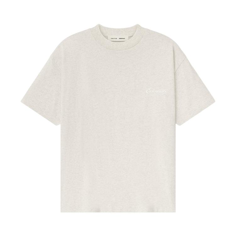 Men's T-Shirt Fear of God Essentials Embroidered Classic Short Sleeve Tee Oatmeal Heather