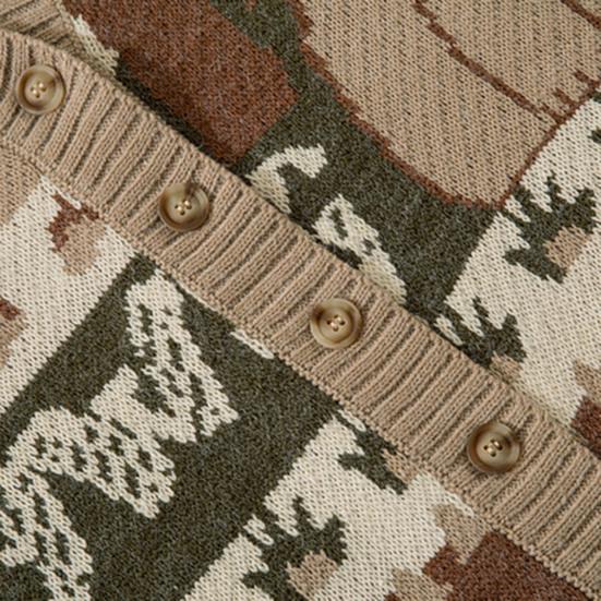 Winter Sweater Anti-pilling Print Long Sleeve Great Vintage for Daily Wear