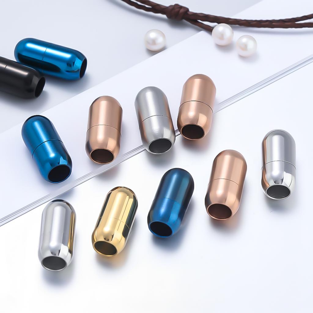 1pc Stainless Steel 7-12mm Magnetic Clasps Leather Cord Bracelet Magnet Lace Buckle Necklace DIY Connectors Jewelry Making