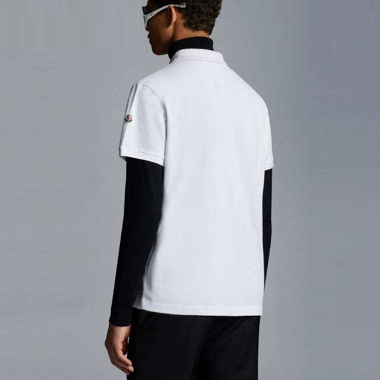 Moncler FW22 Color Logo Patch Short Sleeve Polo Shirt Men tops White H20918A7051084556001