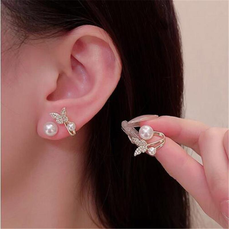 WUKALO New Elegant Gold Color Heart Pearl Stud Earrings Korean Fashion Jewelry For Woman Girls Accessories