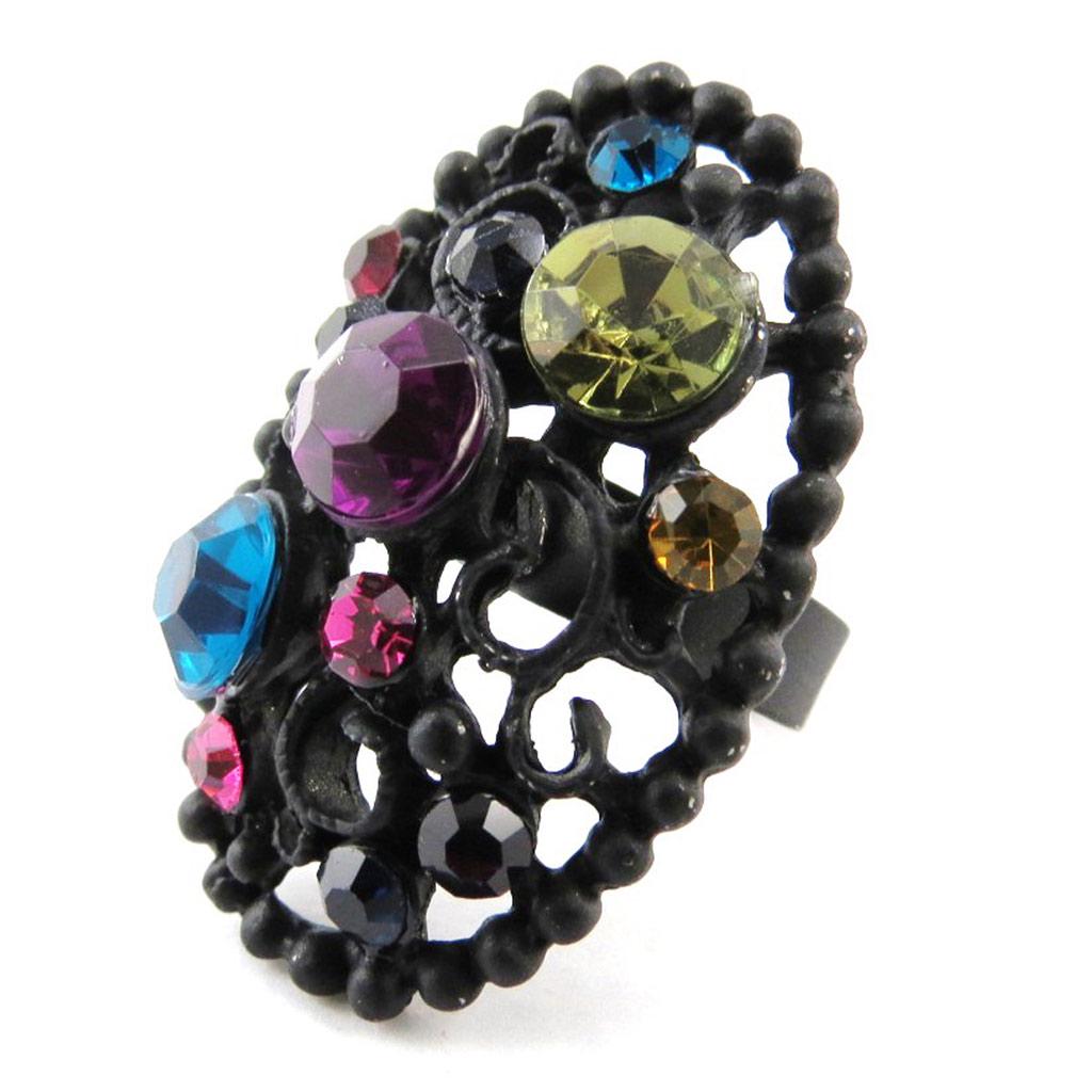 Les Trésors De Lily [J2042] - Дизайнерское кольцо "Сисси" черное разноцветное