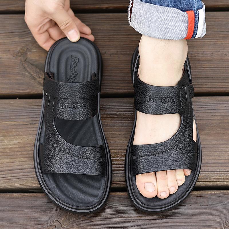 Мужские сандалии летние тапочки удобная обувь мягкая подошва для улицы пожилые прохладные тапочки тренд 2025